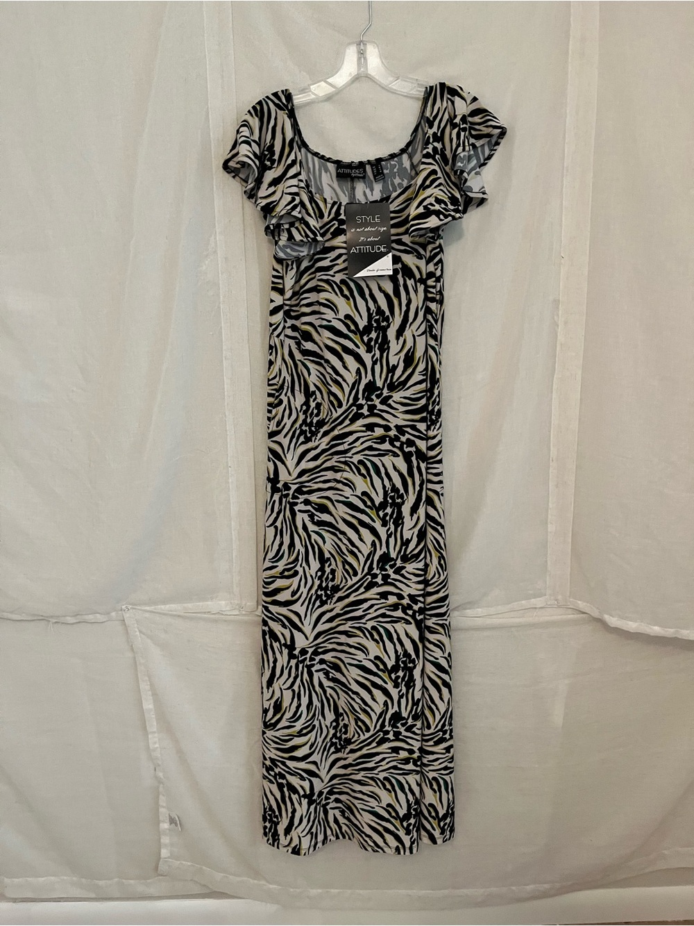 Attitudes by Renee Black and White Zebra Print Maxi Dress